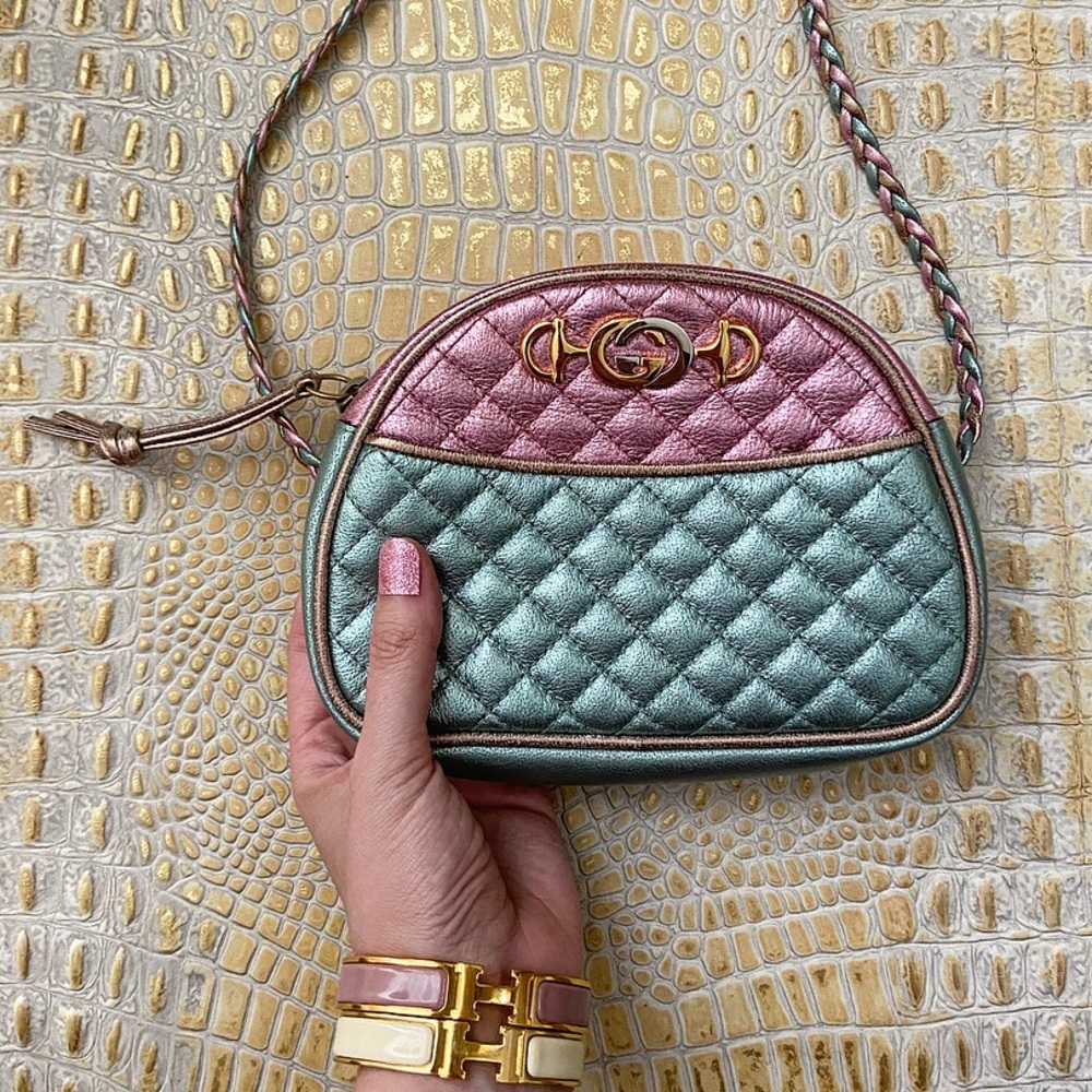 Gucci Laminated Calfskin Mini Traputata Bag